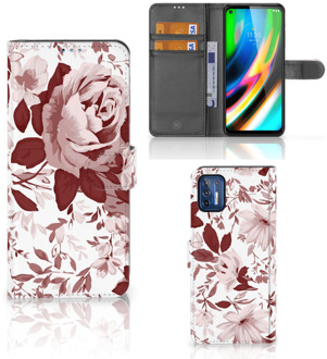 B2Ctelecom Bookcase Motorola Moto G9 Plus GSM Hoesje Watercolor Flowers