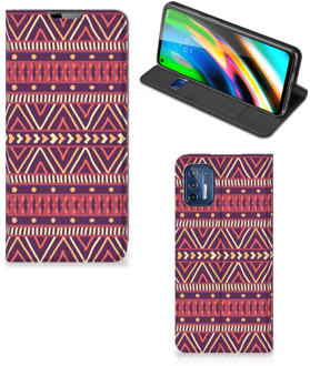 B2Ctelecom Bookcase Motorola Moto G9 Plus Smart Cover Aztec Purple