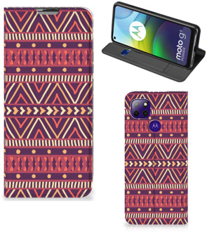 B2Ctelecom Bookcase Motorola Moto G9 Power Smart Cover Aztec Purple