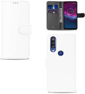 B2Ctelecom Bookcase Motorola One Action Hoesje Wit met Pasjeshouder