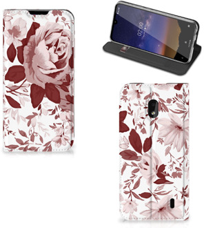 B2Ctelecom Bookcase Nokia 2.2 Watercolor Flowers