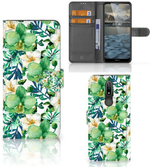 B2Ctelecom Bookcase Nokia 2.4 GSM Hoesje Orchidee Groen