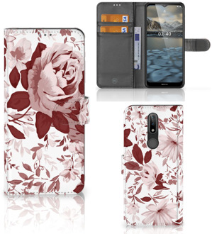 B2Ctelecom Bookcase Nokia 2.4 GSM Hoesje Watercolor Flowers