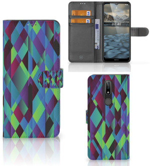 B2Ctelecom Bookcase Nokia 2.4 Hoesje Abstract Green Blue