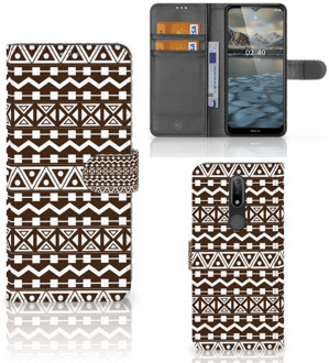 B2Ctelecom Bookcase Nokia 2.4 Hoesje Aztec Brown