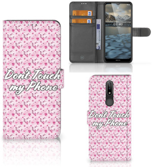 B2Ctelecom Bookcase Nokia 2.4 Hoesje Flowers Pink DTMP