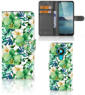 B2Ctelecom Bookcase Nokia 3.4 GSM Hoesje Orchidee Groen