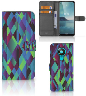 B2Ctelecom Bookcase Nokia 3.4 Hoesje Abstract Green Blue