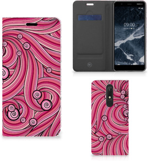 B2Ctelecom Bookcase Nokia 5.1 (2018) Swirl Pink