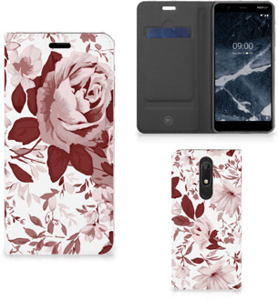 B2Ctelecom Bookcase Nokia 5.1 (2018) Watercolor Flowers