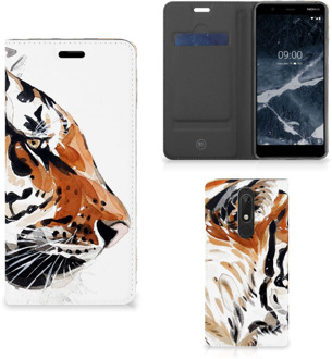 B2Ctelecom Bookcase Nokia 5.1 (2018) Watercolor Tiger