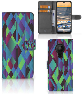 B2Ctelecom Bookcase Nokia 5.3 Hoesje Abstract Green Blue