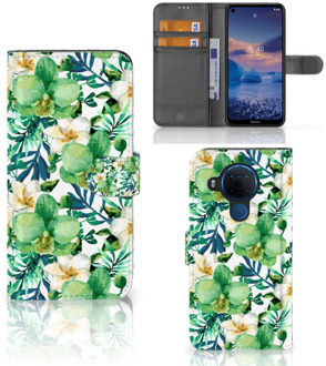 B2Ctelecom Bookcase Nokia 5.4 GSM Hoesje Orchidee Groen