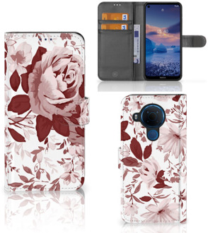 B2Ctelecom Bookcase Nokia 5.4 GSM Hoesje Watercolor Flowers