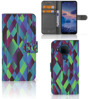 B2Ctelecom Bookcase Nokia 5.4 Hoesje Abstract Green Blue