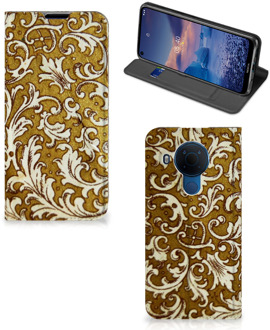 B2Ctelecom Bookcase Nokia 5.4 Telefoonhoesje Barok Goud