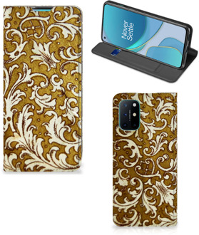 B2Ctelecom Bookcase OnePlus 8T Telefoonhoesje Barok Goud