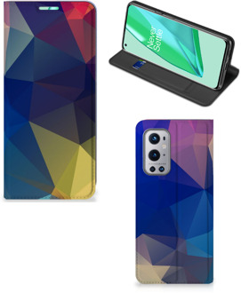 B2Ctelecom Bookcase OnePlus 9 Pro Telefoon Hoesje Polygon Dark