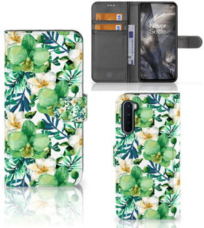 B2Ctelecom Bookcase OnePlus Nord GSM Hoesje Orchidee Groen