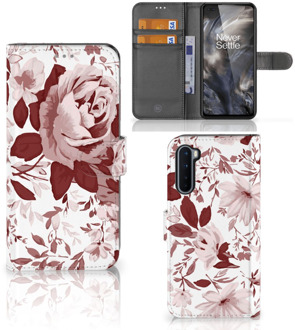 B2Ctelecom Bookcase OnePlus Nord GSM Hoesje Watercolor Flowers