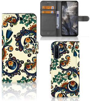 B2Ctelecom Bookcase OnePlus Nord Hoesje Barok Flower