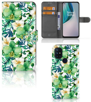 B2Ctelecom Bookcase OnePlus Nord N10 GSM Hoesje Orchidee Groen