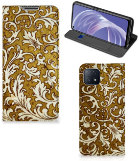 B2Ctelecom Bookcase OPPO A73 5G Telefoonhoesje Barok Goud