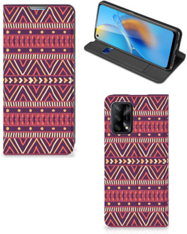 B2Ctelecom Bookcase OPPO A74 4G Smart Cover Aztec Purple