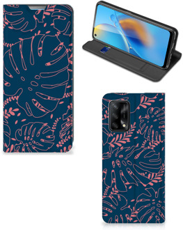 B2Ctelecom Bookcase OPPO A74 4G Smartphone Hoesje Palm Leaves