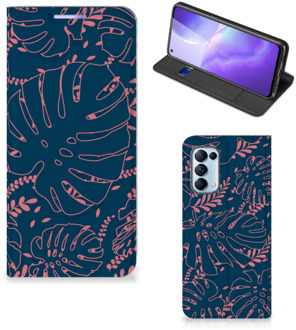 B2Ctelecom Bookcase OPPO Find X3 Lite Smartphone Hoesje Palm Leaves