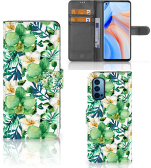 B2Ctelecom Bookcase OPPO Reno 4 Pro 5G GSM Hoesje Orchidee Groen