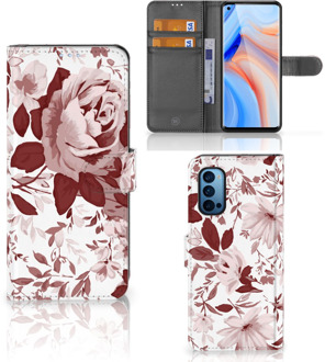 B2Ctelecom Bookcase OPPO Reno 4 Pro 5G GSM Hoesje Watercolor Flowers