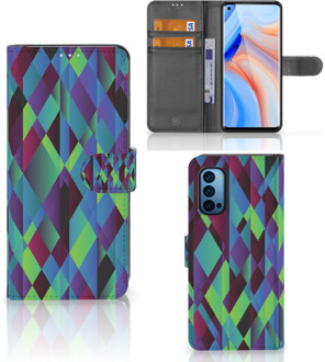 B2Ctelecom Bookcase OPPO Reno 4 Pro 5G Hoesje Abstract Green Blue