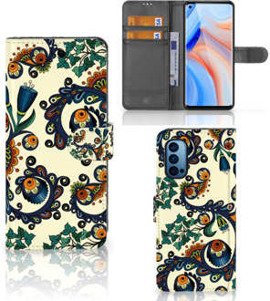 B2Ctelecom Bookcase OPPO Reno 4 Pro 5G Hoesje Barok Flower