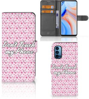 B2Ctelecom Bookcase OPPO Reno 4 Pro 5G Hoesje Flowers Pink DTMP