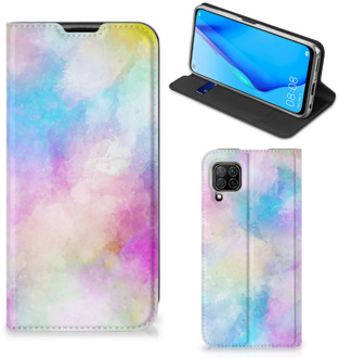 B2Ctelecom Bookcase Personaliseren Huawei P40 Lite Telefoonhoesje Watercolor Light