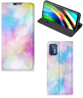 B2Ctelecom Bookcase Personaliseren Motorola Moto G9 Plus Telefoonhoesje Watercolor Light