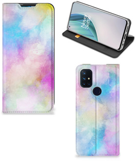 B2Ctelecom Bookcase Personaliseren OnePlus Nord N10 5G Telefoonhoesje Watercolor Light