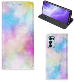 B2Ctelecom Bookcase Personaliseren OPPO Find X3 Lite Telefoonhoesje Watercolor Light