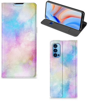 B2Ctelecom Bookcase Personaliseren OPPO Reno4 Pro 5G Telefoonhoesje Watercolor Light