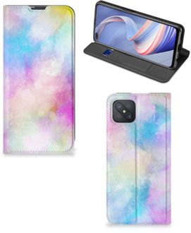 B2Ctelecom Bookcase Personaliseren OPPO Reno4 Z 5G Telefoonhoesje Watercolor Light