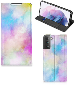 B2Ctelecom Bookcase Personaliseren Samsung Galaxy S21 Plus Telefoonhoesje Watercolor Light