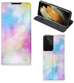 B2Ctelecom Bookcase Personaliseren Samsung Galaxy S21 Ultra Telefoonhoesje Watercolor Light