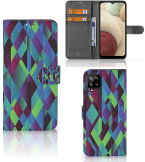 B2Ctelecom Bookcase Samsung Galaxy A12 Hoesje Abstract Green Blue