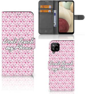 B2Ctelecom Bookcase Samsung Galaxy A12 Hoesje Flowers Pink DTMP