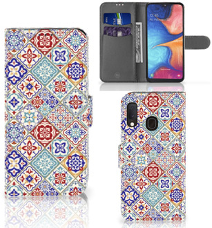 B2Ctelecom Bookcase Samsung Galaxy A20e Tiles Color