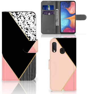 B2Ctelecom Bookcase Samsung Galaxy A20e Zwart Roze Vormen