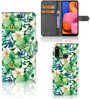 B2Ctelecom Bookcase Samsung Galaxy A20s GSM Hoesje Orchidee Groen