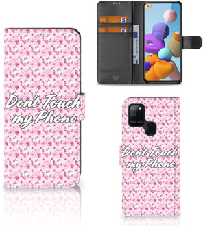 B2Ctelecom Bookcase Samsung Galaxy A21s Hoesje Flowers Pink DTMP