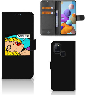 B2Ctelecom Bookcase Samsung Galaxy A21s Hoesje Popart Oh Yes